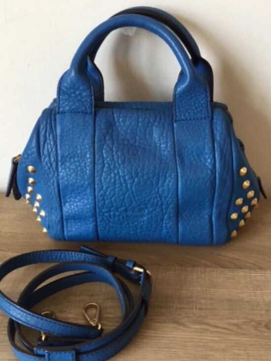 MCM Handbags - Authentic MCM Keana Studded Boston Satchel Crossbody Handbag Vibrant Blue P9076